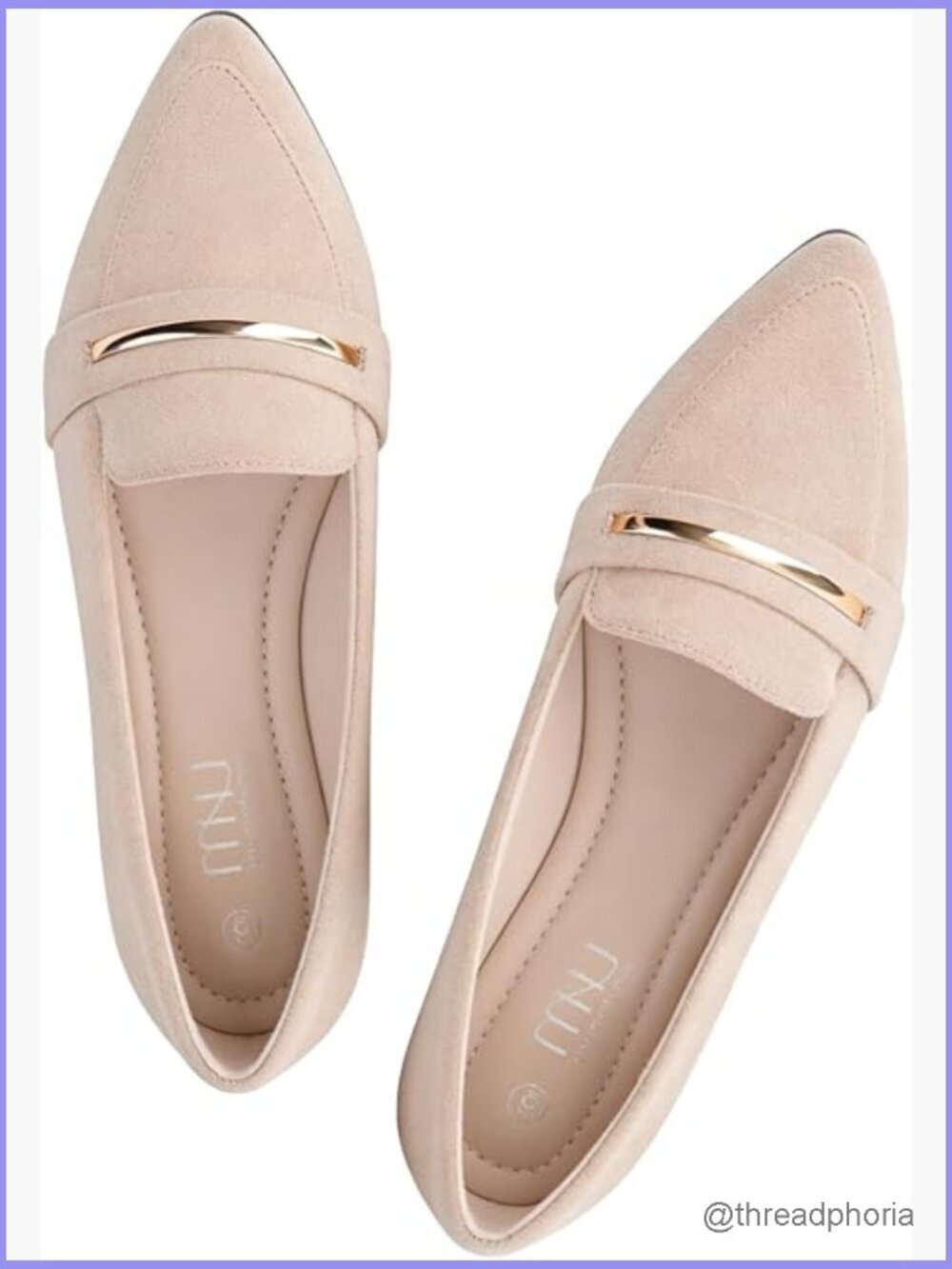 Pointed Toe Loafers for Women - Dressy Gold Bit Suede Slip On Flats Office Work